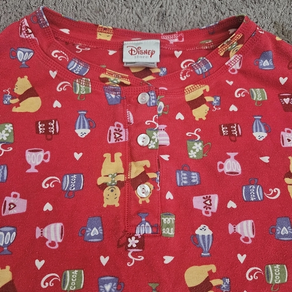 Disney Store Women's Winnie the Pooh Cotton 2pc PJ Set M Cozy Holiday‎ VTG - Picture 2 of 12